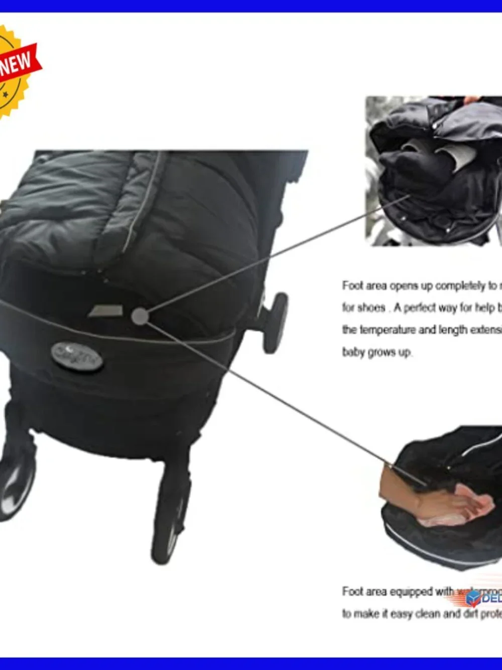 Insulated Stroller Footmuff, Water Repellent Bunting Bag, Universal Fit